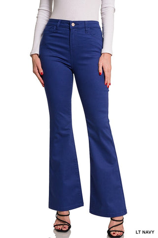 HIGH-RISE BOOTCUT COLOR DENIM PANTS