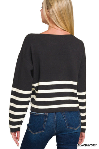 VISCOSE STRIPED CROPPED SWEATER