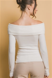 RIBBED FITTED BARDOT TOP