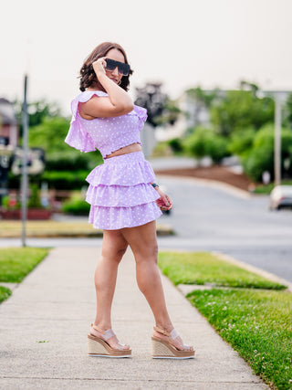 Lilac Two Piece Skirt Set