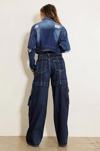 CARGO POCKET WIDE JEANS