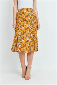 Mustard Flower Print Skirt