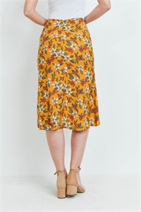 Mustard Flower Print Skirt